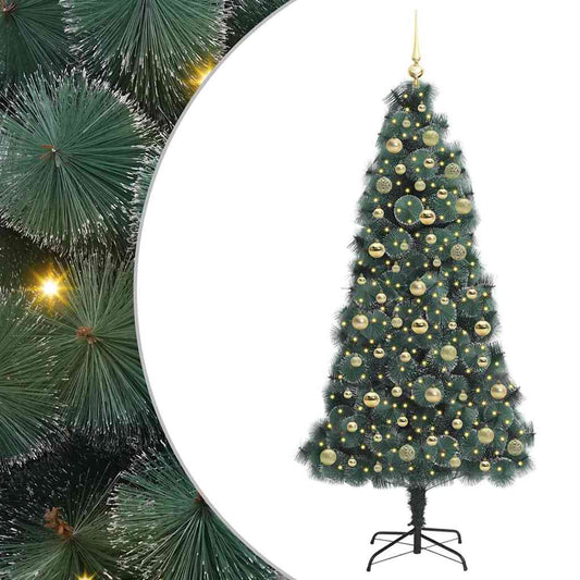 vidaXL Artificial Pre-lit Christmas Tree with Ball Set Green 180 cm 2