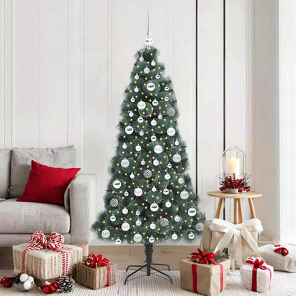 Artificial Pre-lit Christmas Tree with Ball Set Green 180 cm with LEDs &silver balls