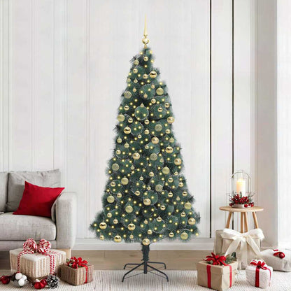 vidaXL Artificial Pre-lit Christmas Tree with Ball Set Green 210 cm 1