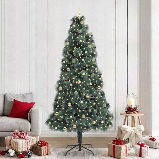 vidaXL Artificial Pre-lit Christmas Tree with Ball Set Green 240 cm 1