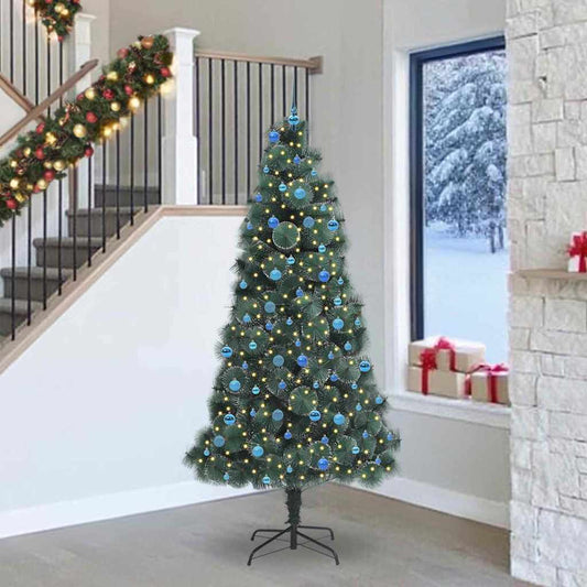 Artificial Pre-lit Christmas Tree with Ball Set Green 240 cm with LEDs &blue balls