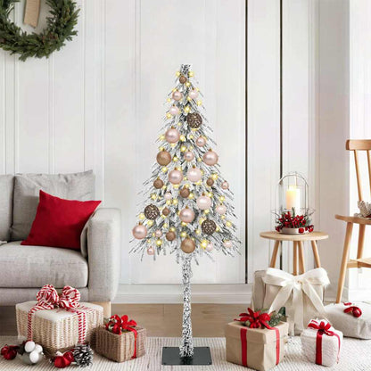 Christmas Tree White PE and Steel 120 cm with leds &rose gold balls