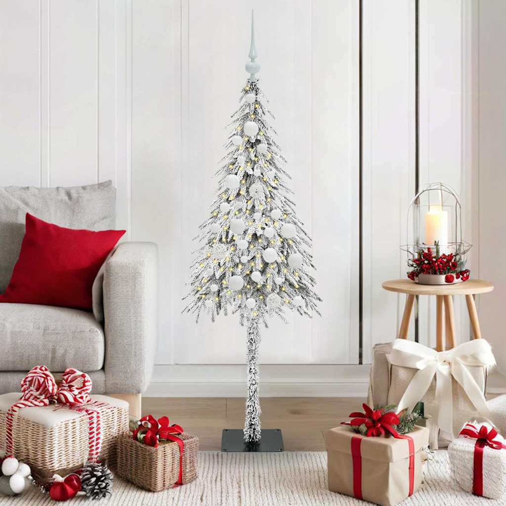 Christmas Tree White PE and Steel 120 cm with leds &white balls