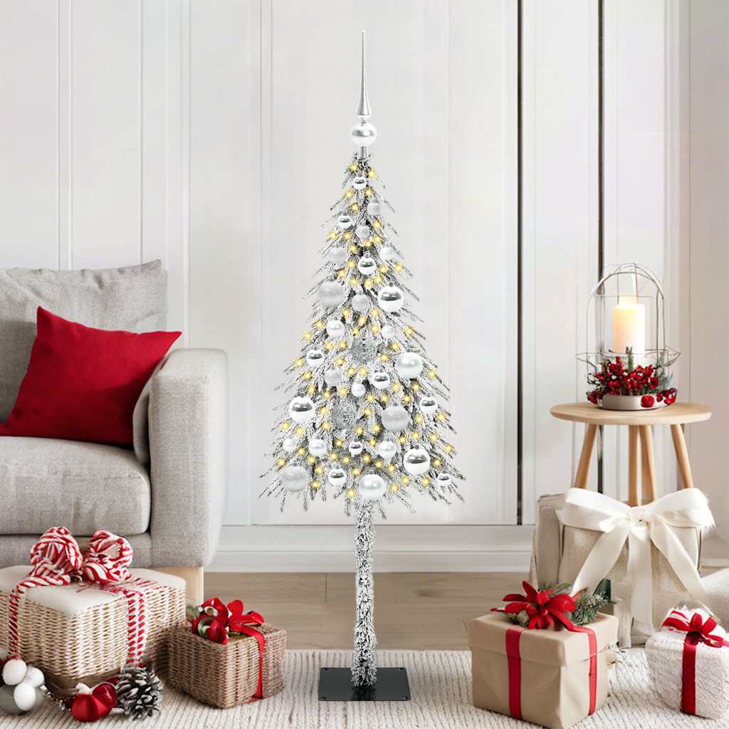 Christmas Tree White PE and Steel 120 cm with leds &silver balls