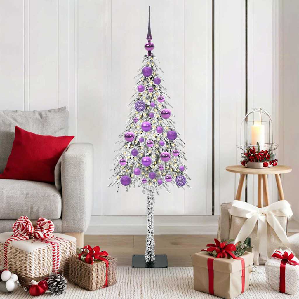 Christmas Tree White PE and Steel 120 cm with leds &lilac balls