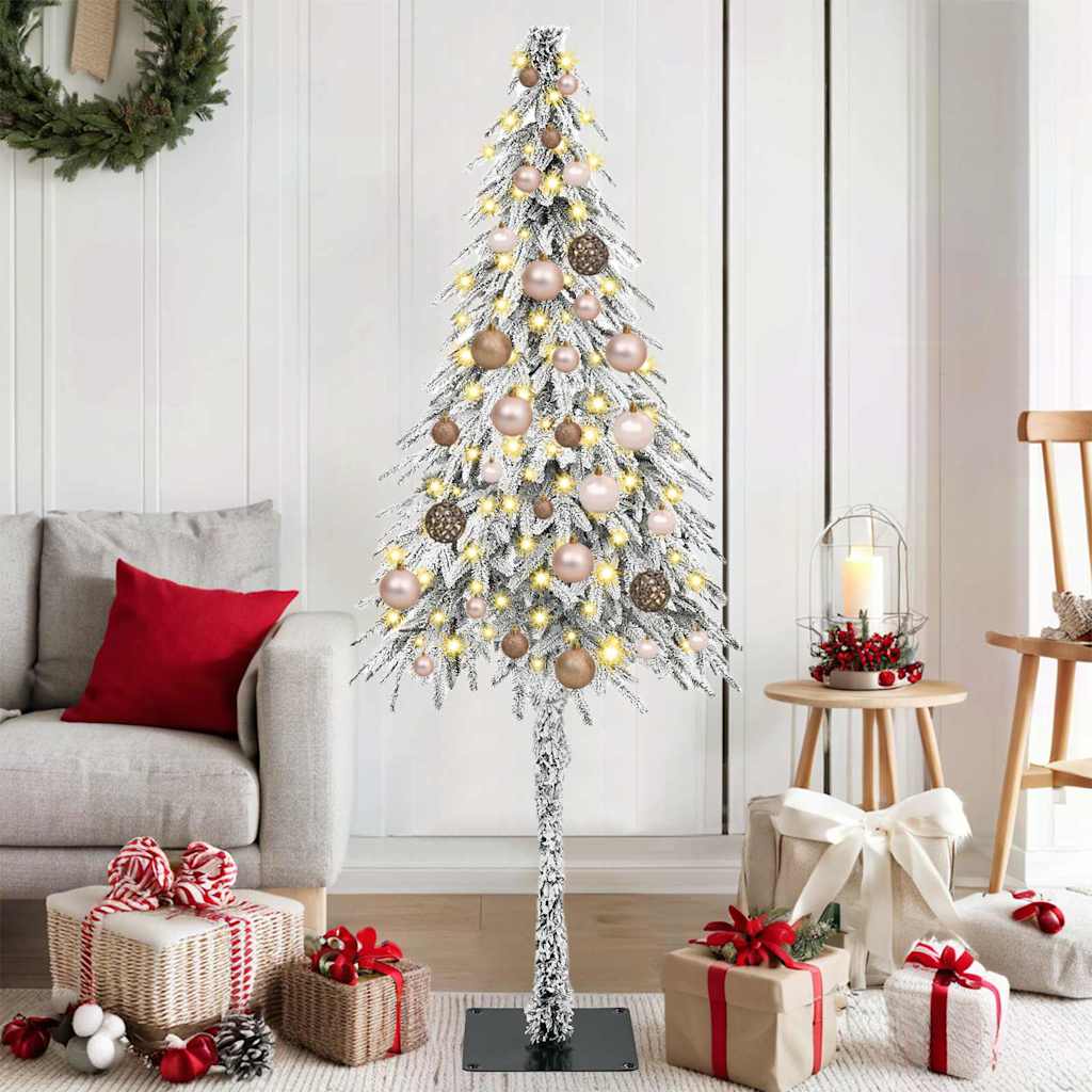 Christmas Tree White PE and Steel 150 cm with leds &rose gold balls