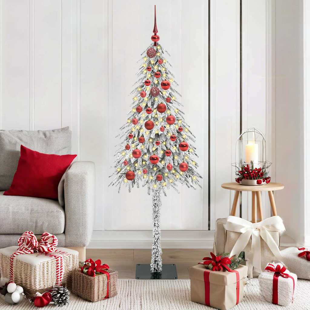 Christmas Tree White PE and Steel 150 cm with leds &red balls