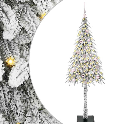 Christmas Tree White PE and Steel 150 cm with leds &pink balls