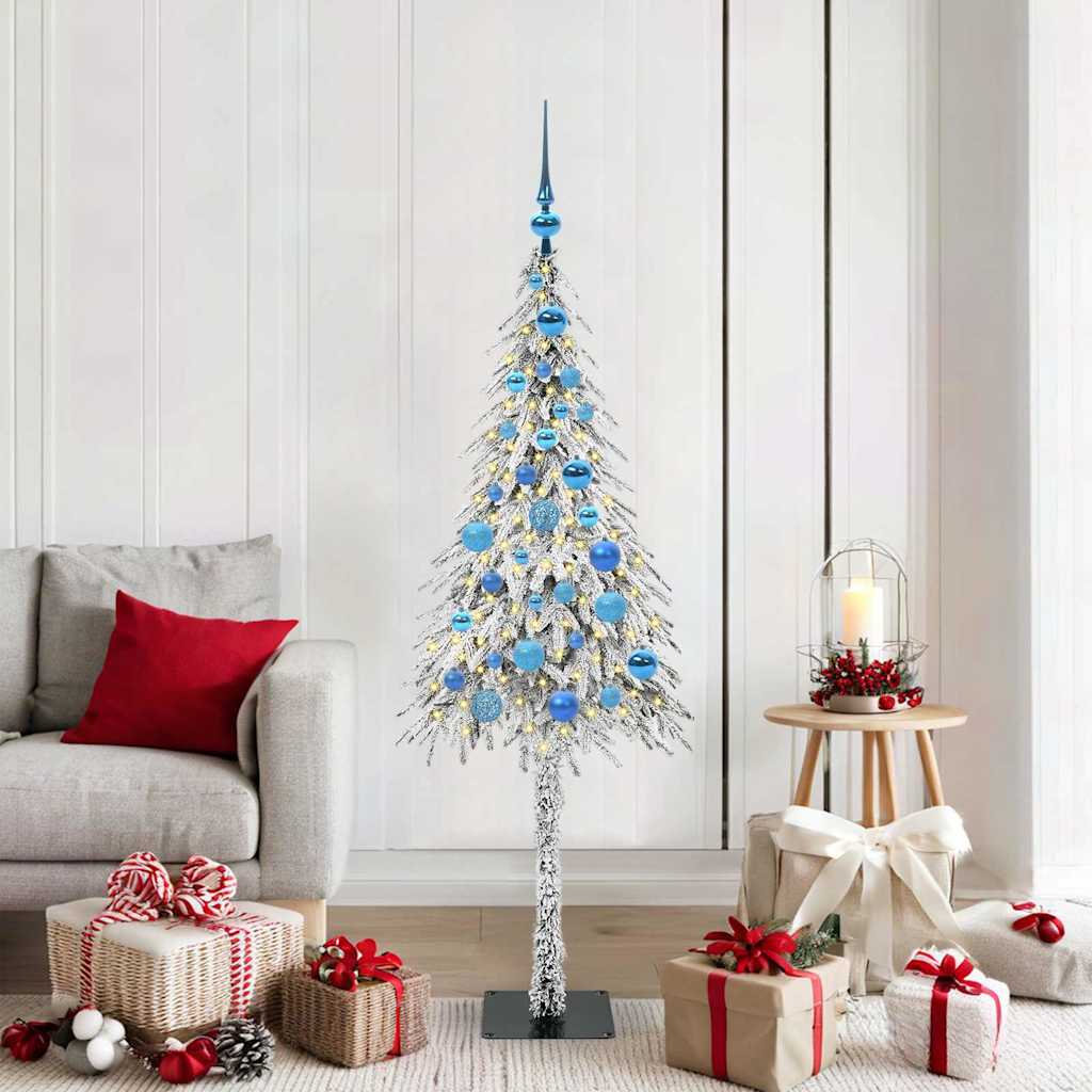 Christmas Tree White PE and Steel 150 cm with leds &blue balls