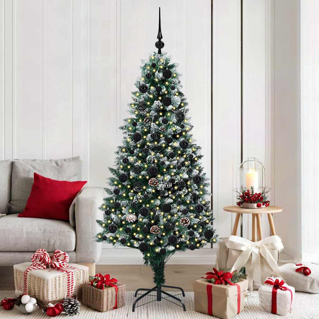 Artificial Christmas Tree Green 180 cm with 120 black balls