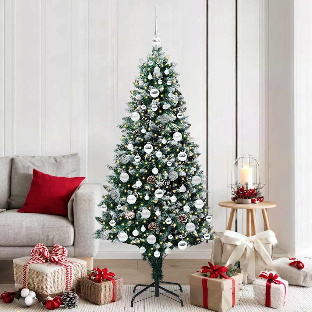 Artificial Christmas Tree Green 180 cm with 120 silver balls