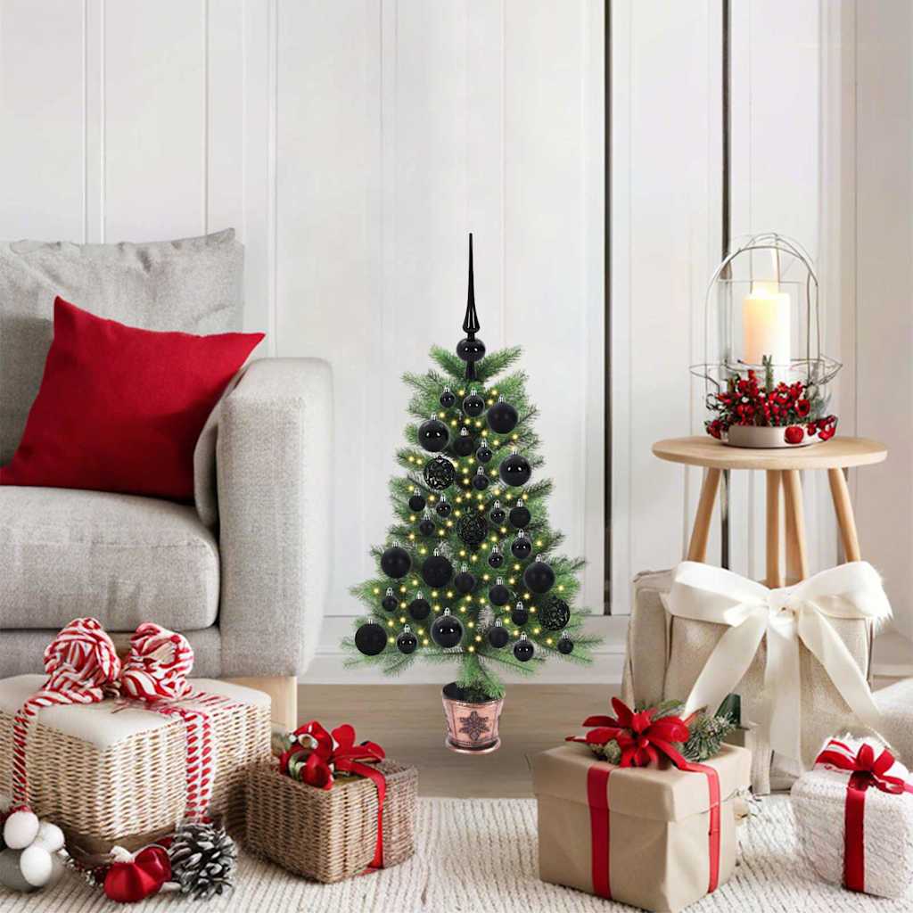 Christmas Tree Green 65 cm PE Length 45 cm with 61 black balls