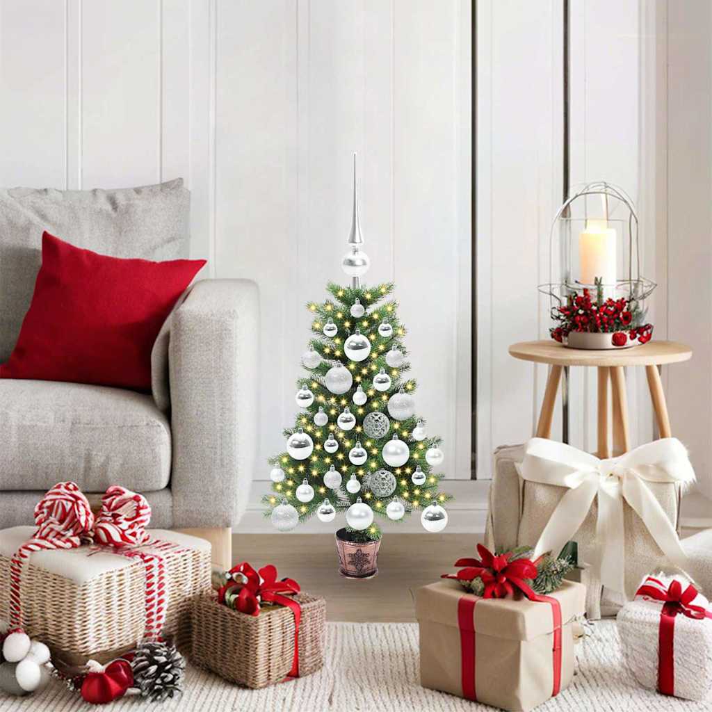 Christmas Tree Green 65 cm PE Length 45 cm with 61 silver balls