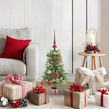 Christmas Tree Green 65 cm PE Length 45 cm with 61 multicolour balls