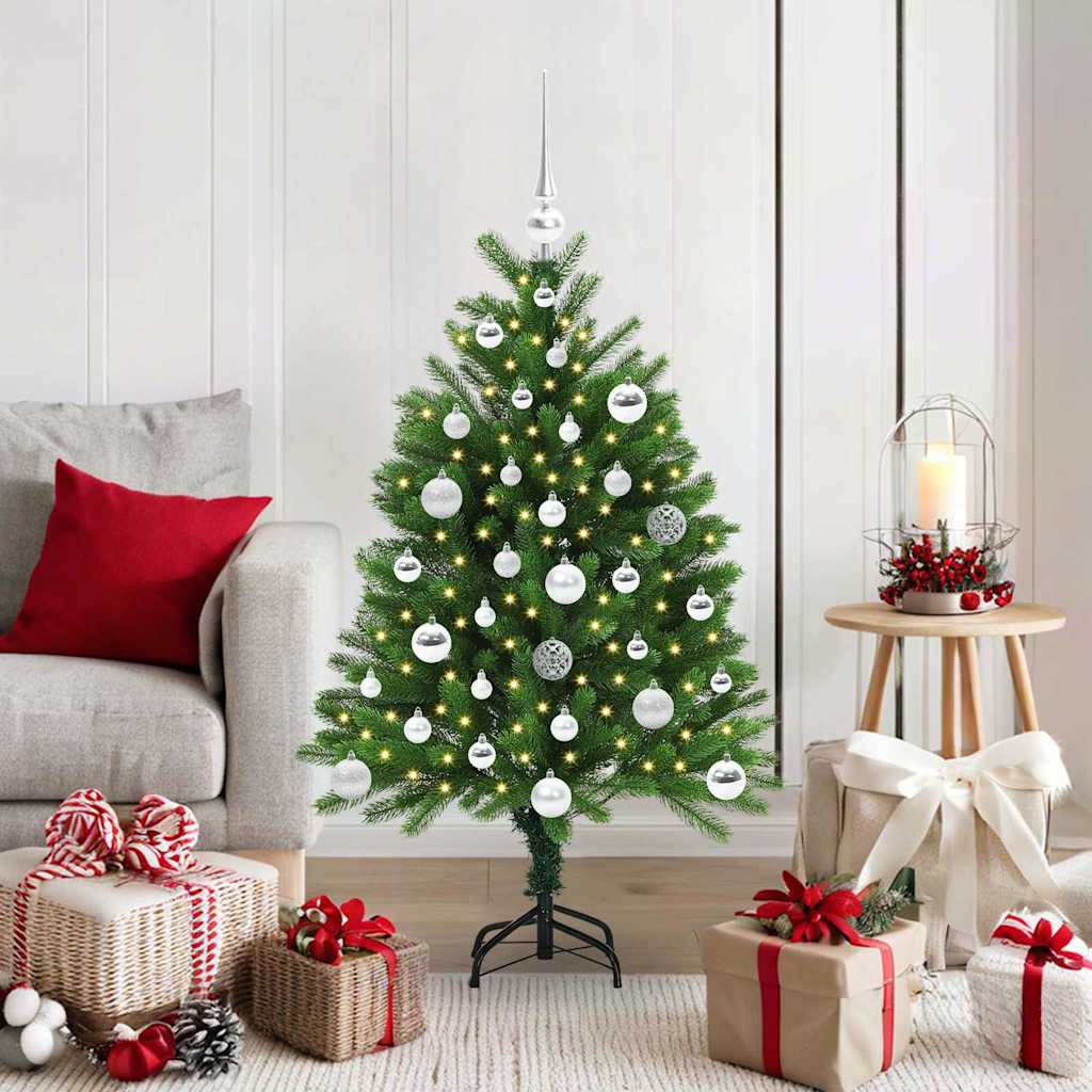 Christmas Tree Green 120 cm PE Length 75 cm with 61 silver balls