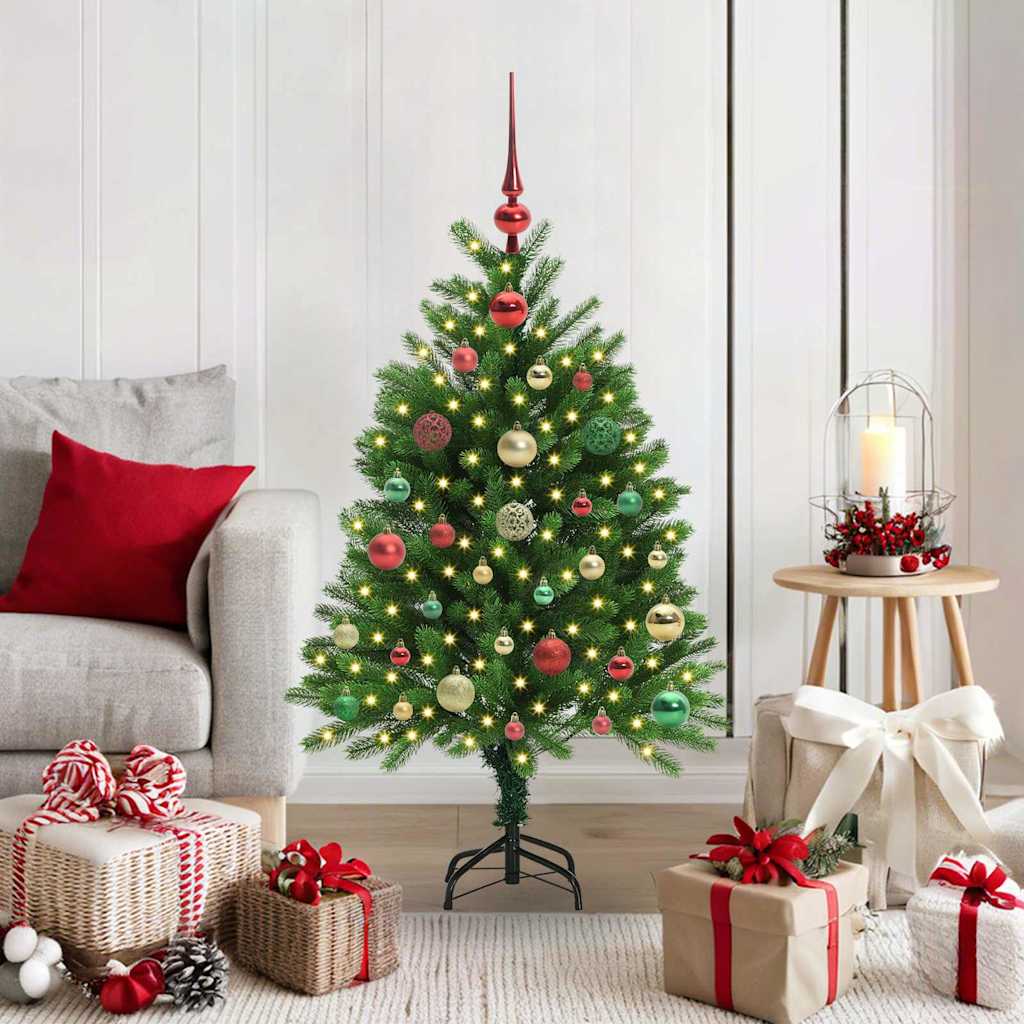 Christmas Tree Green 120 cm PE Length 75 cm with 61 multicolour balls