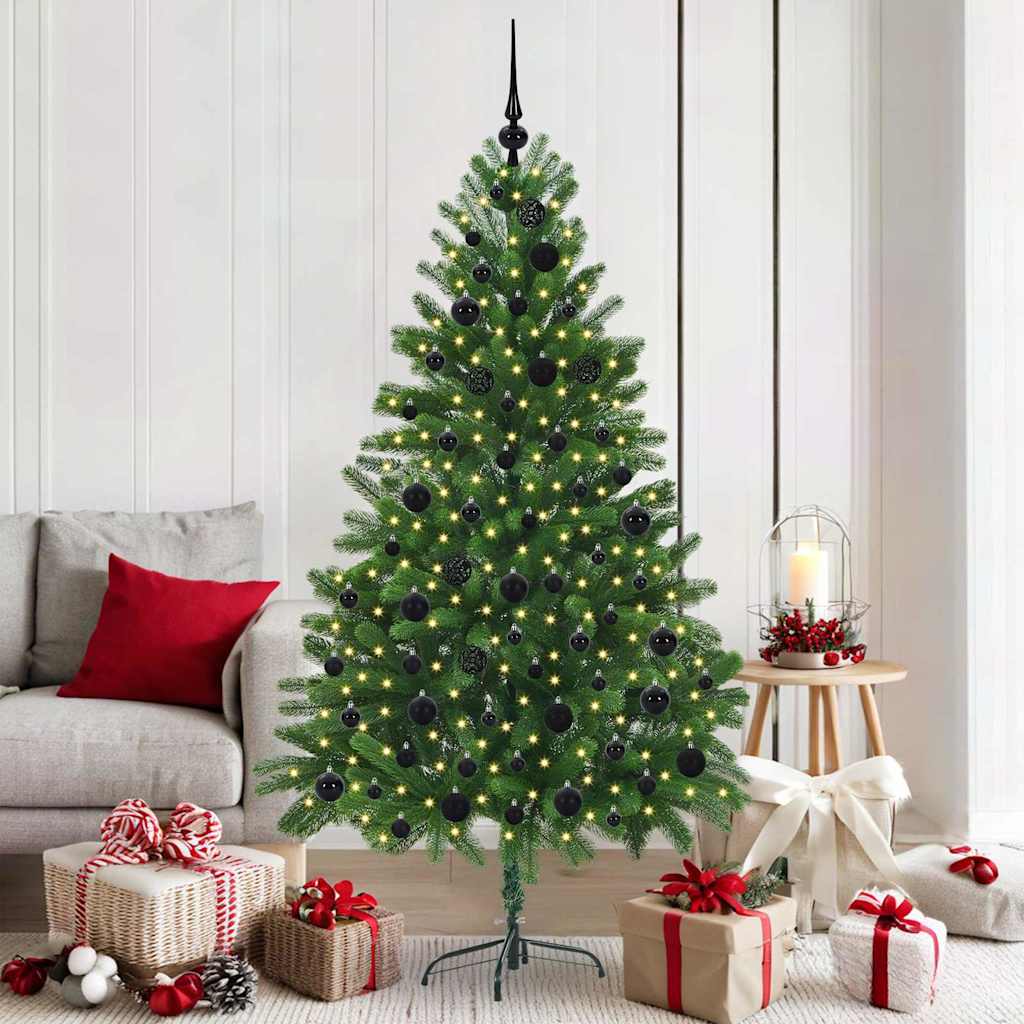 Christmas Tree Green 180 cm PE Length 90 cm with 120 black balls