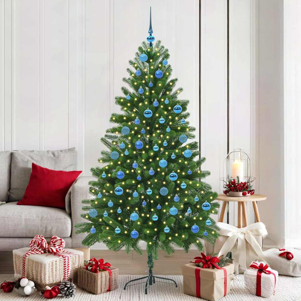 Christmas Tree Green 180 cm PE Length 90 cm with 120 blue balls
