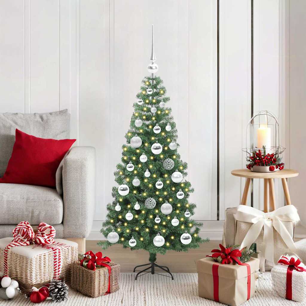 Christmas Tree PVC 120 cm Green with 150 LEDs&silver balls