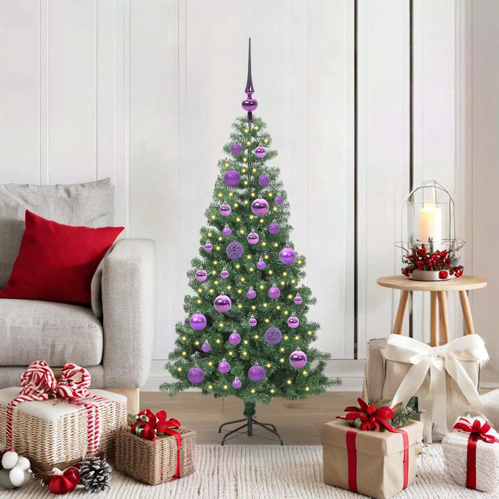Christmas Tree PVC 120 cm Green with 150 LEDs&lilac balls