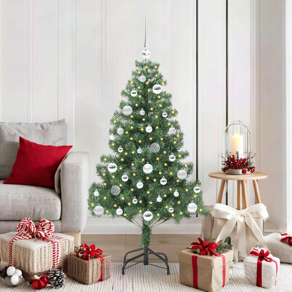 Christmas Tree PVC 150 cm Green with 150 LEDs&silver balls
