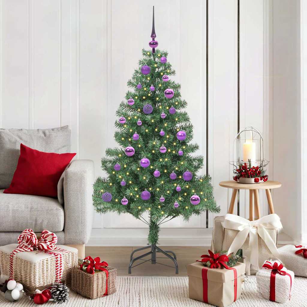 Christmas Tree PVC 150 cm Green with 150 LEDs&lilac balls