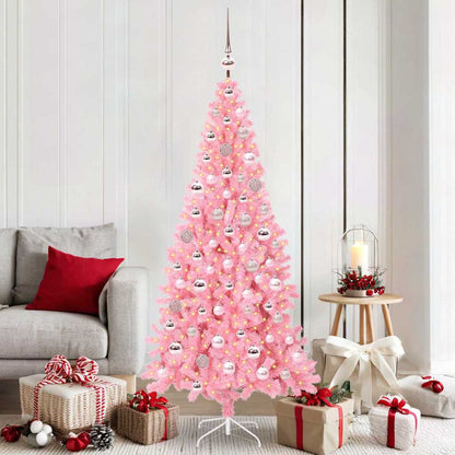 Christmas Tree PVC 180 cm Pink with 300 LEDs&pink balls