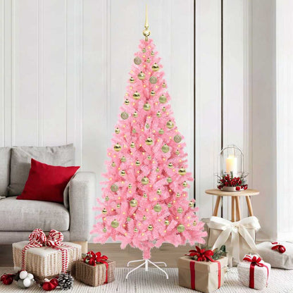 Christmas Tree PVC 180 cm Pink with 300 LEDs&gold balls