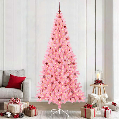 Christmas Tree PVC 240 cm Pink with 300 LEDs&red balls