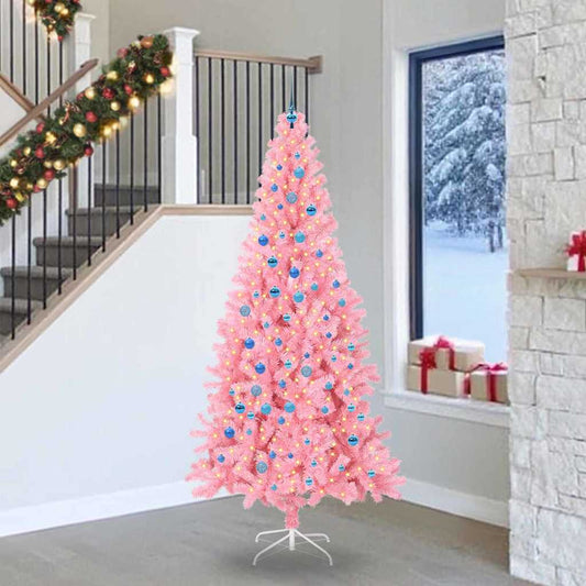 Christmas Tree PVC 240 cm Pink with 300 LEDs&blue balls