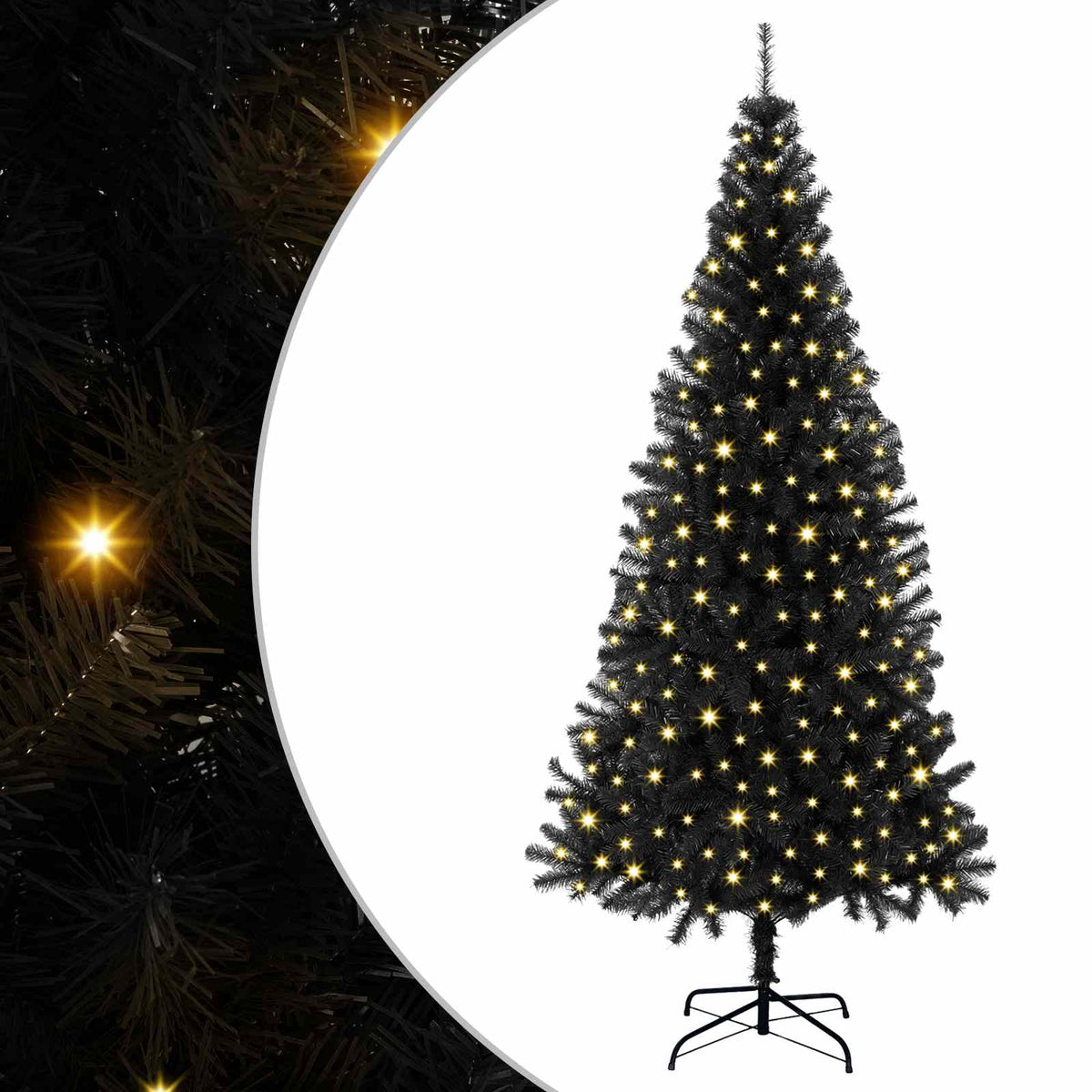 Christmas Tree PVC 180 cm Black with 300 LEDs