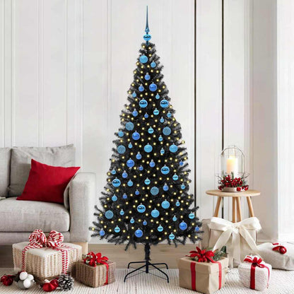 Christmas Tree PVC 180 cm Black with 300 LEDs&blue balls
