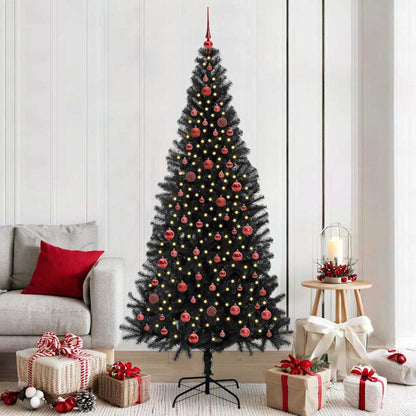 Christmas Tree PVC 210 cm Black with 300 LEDs&red balls