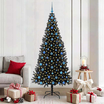Christmas Tree PVC 210 cm Black with 300 LEDs&blue balls