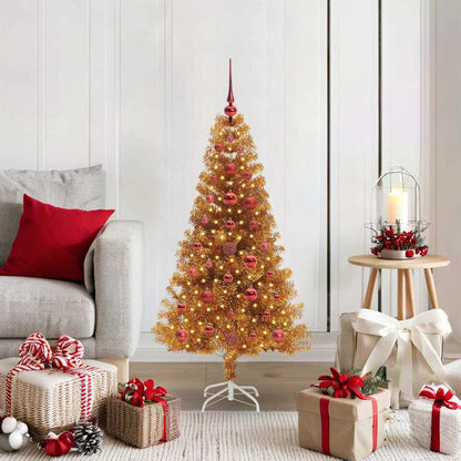 Christmas Tree PET 120 cm Gold with 150 LEDs&red balls