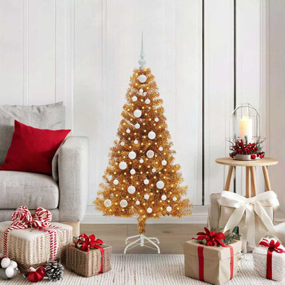 Christmas Tree PET 120 cm Gold with 150 LEDs&white balls