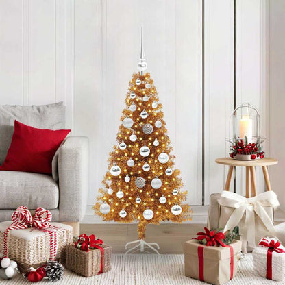 Christmas Tree PET 120 cm Gold with 150 LEDs&silver balls