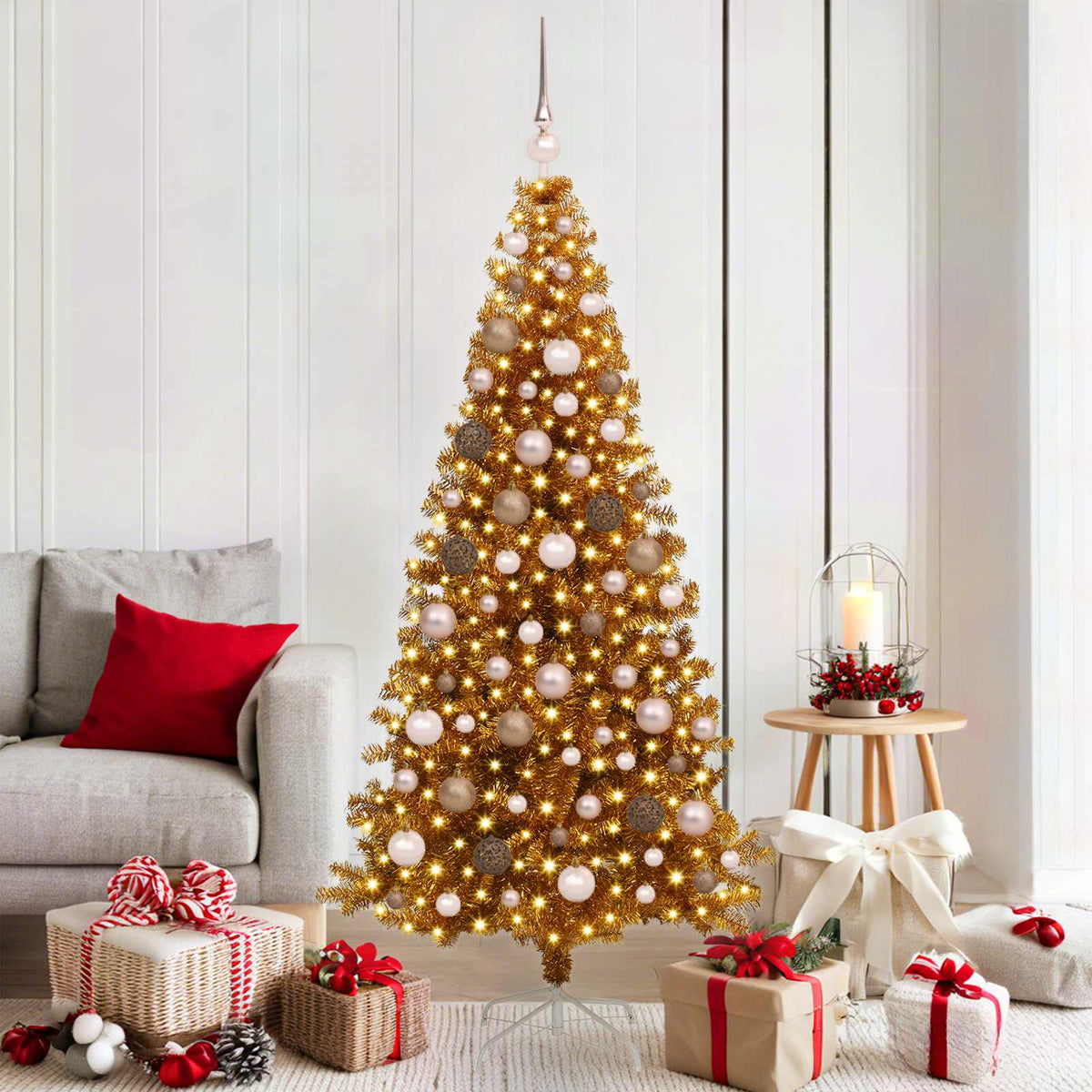 vidaXL Christmas Tree Gold 180 cm PET 1