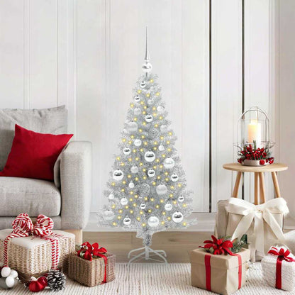 Christmas Tree PET 120 cm Silver with 150 LEDs&silver balls
