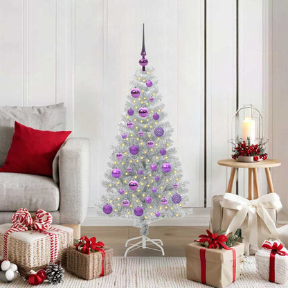 Christmas Tree PET 120 cm Silver with 150 LEDs&lilac balls
