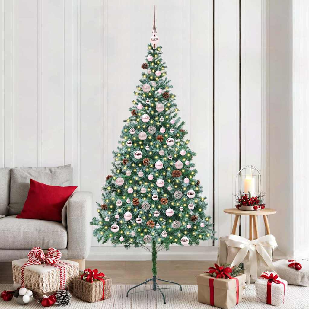 Artificial Christmas Tree Green 210 cm PVC and Steel with 120 pink balls