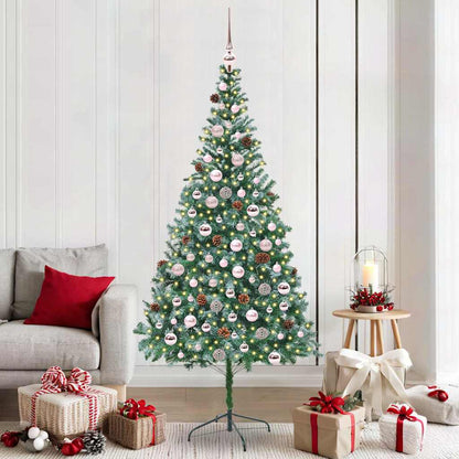 Artificial Christmas Tree Green 210 cm PVC and Steel with 120 pink balls