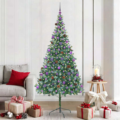 Artificial Christmas Tree Green 210 cm PVC and Steel with 120 lilac balls
