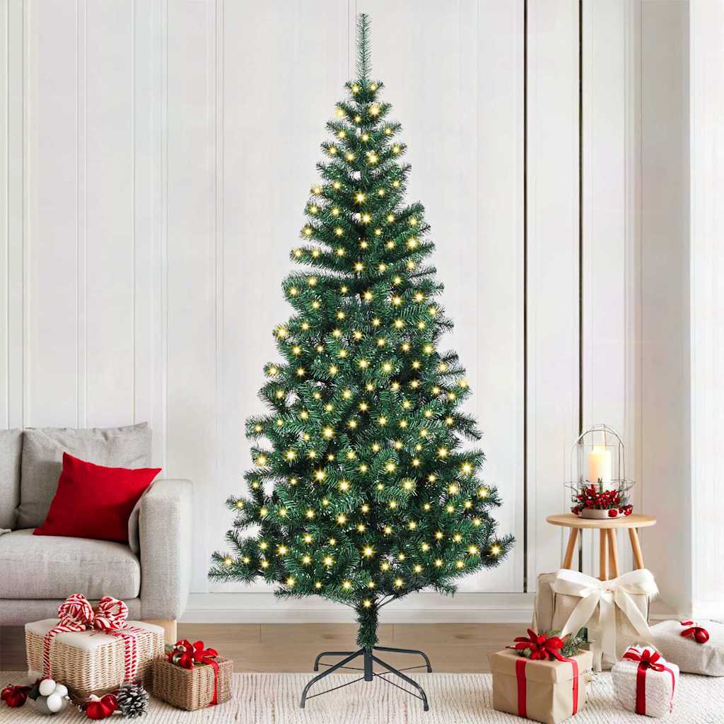 Artificial Pre-lit Christmas Tree Green PVC and Metal 210 cm with leds
