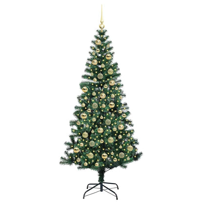 vidaXL Artificial Pre-lit Christmas Tree Green 210 cm PVC and Metal 3