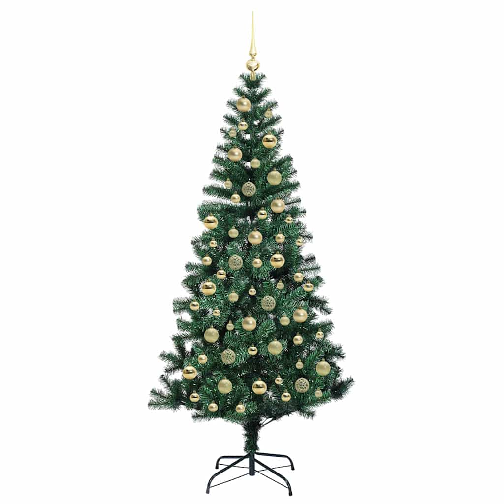 vidaXL Artificial Pre-lit Christmas Tree Green 210 cm PVC and Metal 4