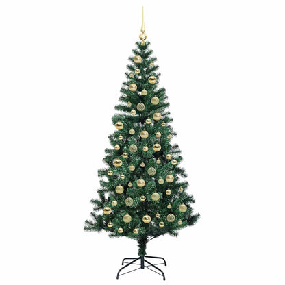 vidaXL Artificial Pre-lit Christmas Tree Green 210 cm PVC and Metal 4