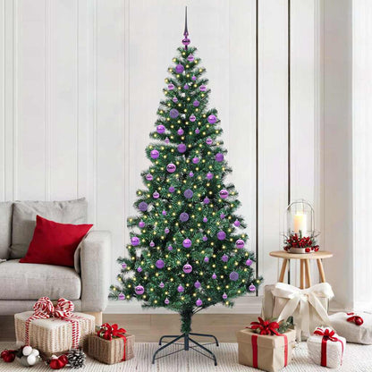 Artificial Pre-lit Christmas Tree Green PVC and Metal 210 cm with leds &lilac balls