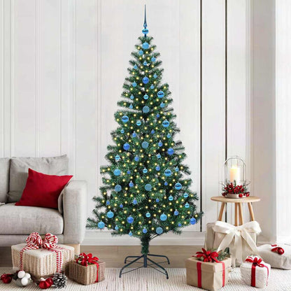 Artificial Pre-lit Christmas Tree Green PVC and Metal 210 cm with leds &blue balls
