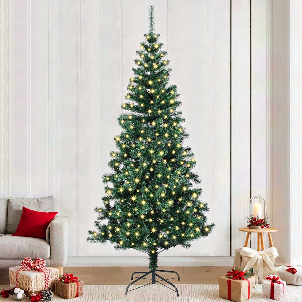 Artificial Pre-lit Christmas Tree Green PVC and Metal 240 cm with leds